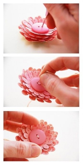 ​Цветы, созданные с помощью пуговиц