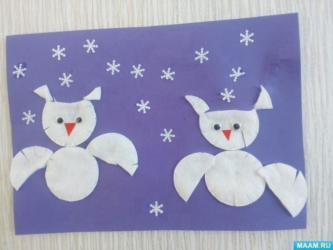 Аист под солнцем и другие поделки из ватных дисков