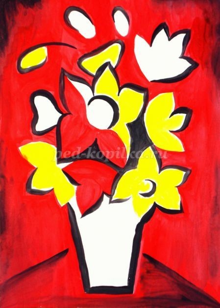 Декоративный натюрморт гуашью для детей Декоративный натюрморт гуашью для детей