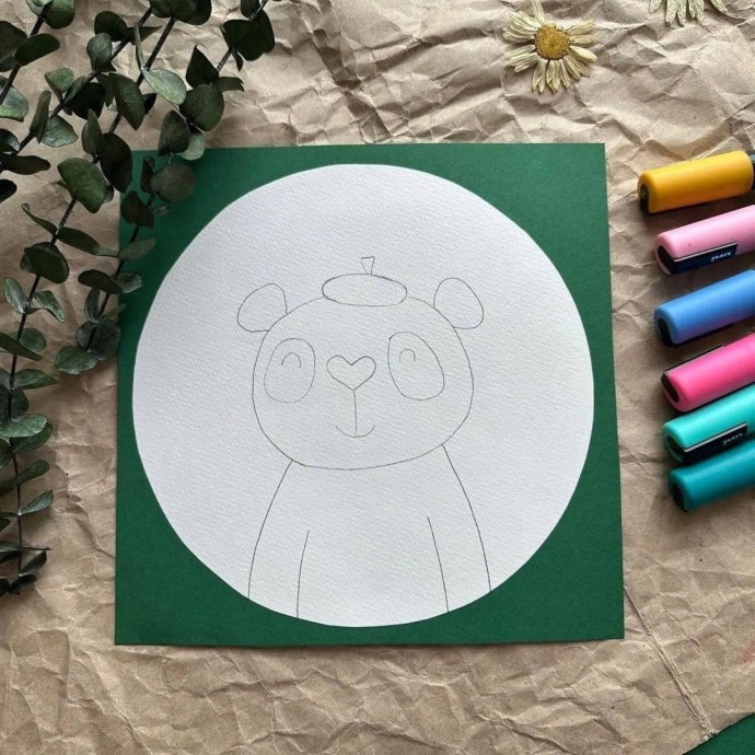 ​Рисуем озорного малыша панду