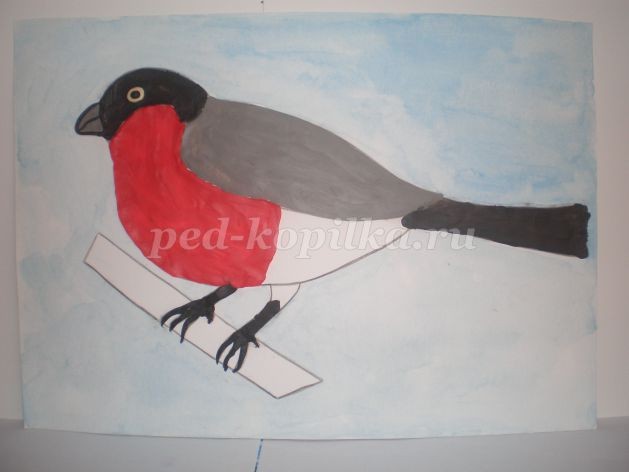 Пластилинография "Снегирь зимой": часть 2