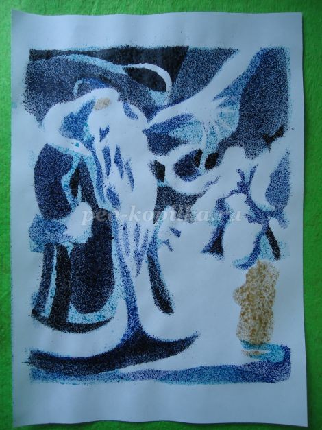 ​Мастер-класс по рисованию: набрызг "Морозко", часть 2