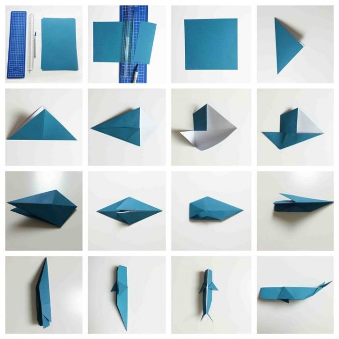 Киты, акулы и дельфины в технике оригами