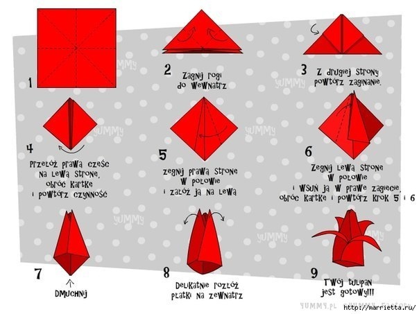 Оригами-тюльпанчик