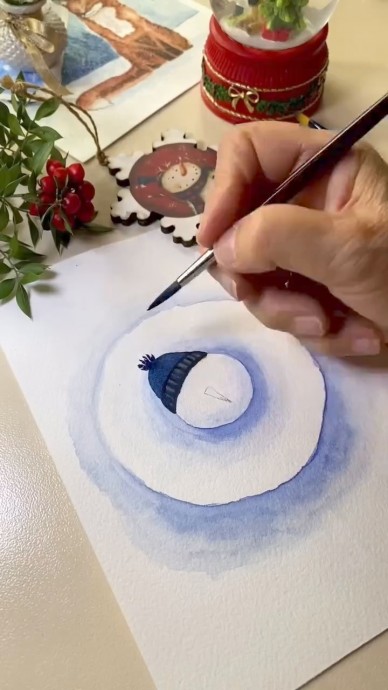 Рисуем с детьми снеговика