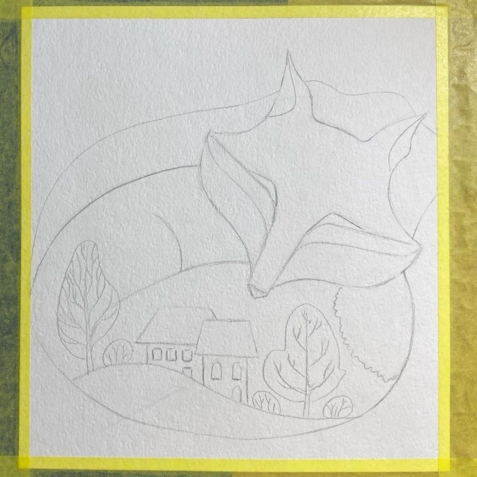 Рисуем зимнюю лисичку