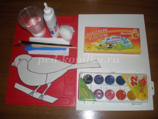 Пластилинография "Снегирь зимой": часть 1