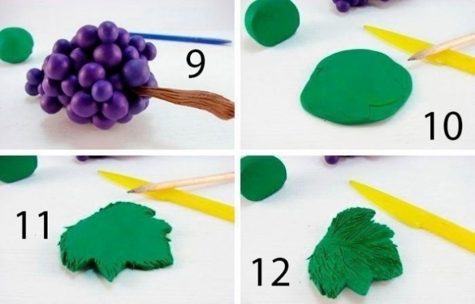 ​Гроздь винограда из пластилина