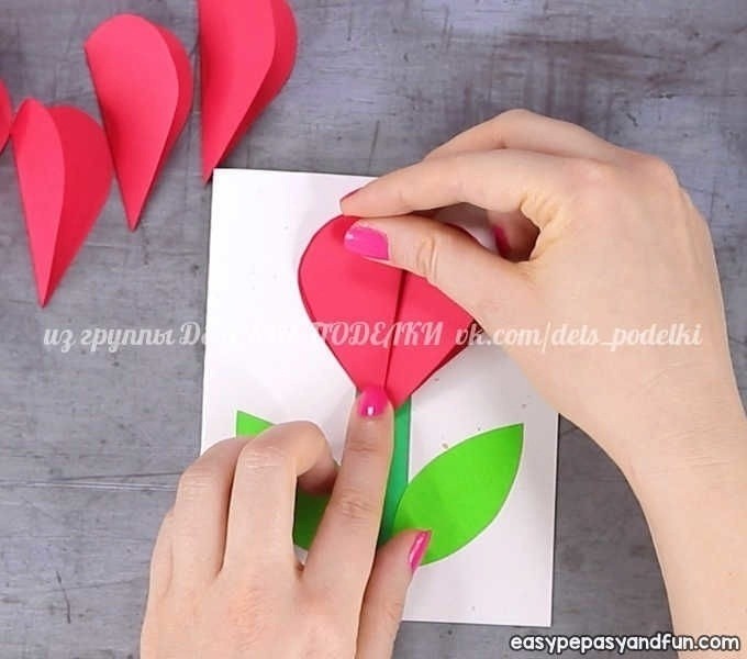 Открытка с объемным цветком-сердцем Открытка с объемным цветком-сердцем