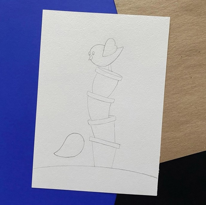 Рисунок с горшками и птичками Рисунок с горшками и птичками