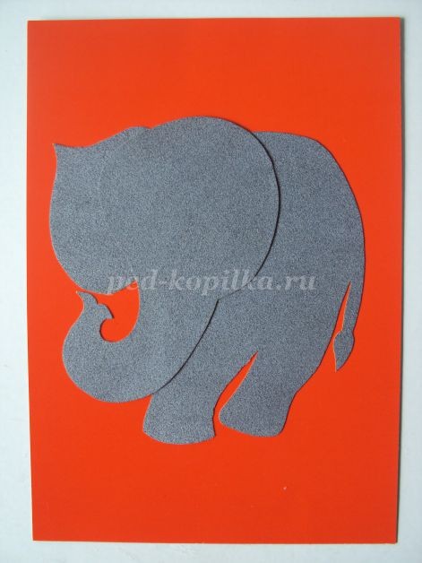 Аппликация из бархатной бумаги "Слонёнок" Аппликация из бархатной бумаги "Слонёнок"