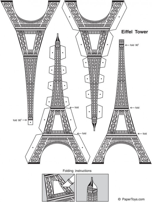 Эйфелева башня в технике вырезания из бумаги