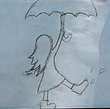 Нетрадиционные техники рисования: девочка с зонтом под разноцветным дождем