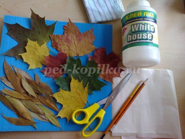 Аппликация из листьев: натюрморт Аппликация из листьев: натюрморт