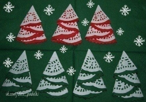Новогодние елочки из салфеток Новогодние елочки из салфеток