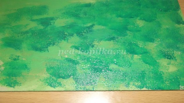 ​Рисуем пейзаж губкой: часть 1