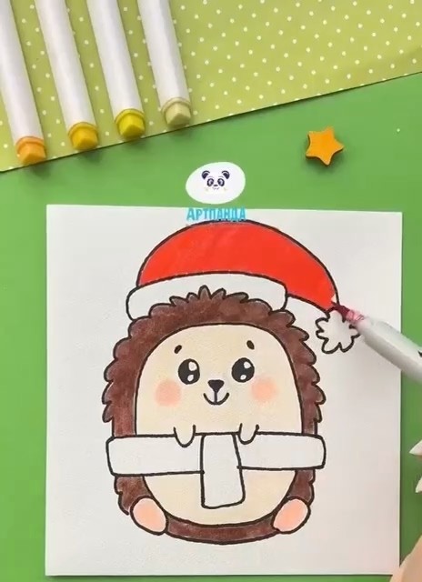 Рисуем ёжика в зимней шапке Рисуем ёжика в зимней шапке