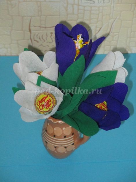 ​Букет из конфет чупа чупс: мастер-класс, часть 2