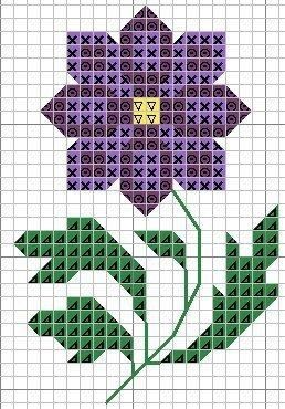 Вышивка простых цветочков крестиком
