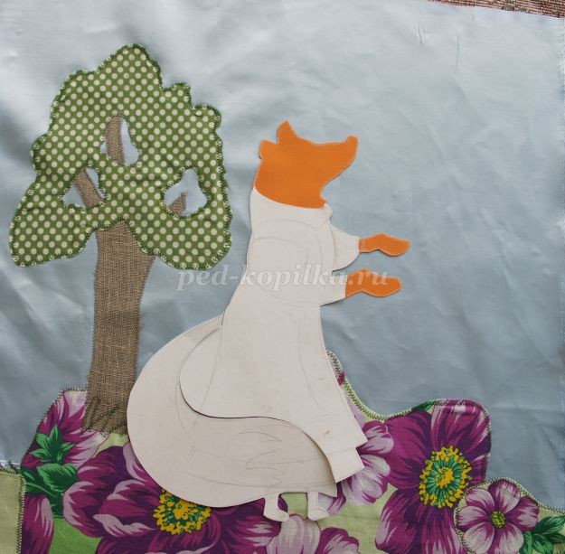 Лиса и колобок в технике текстильной аппликации: часть 1