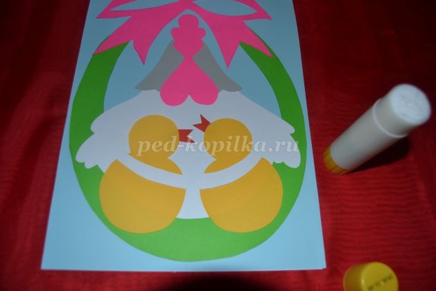 ​Открытка с курочкой и цыплятами: часть 3