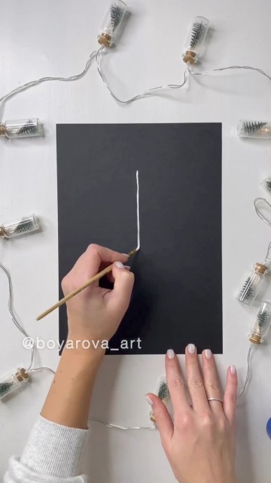 Рисуем белую ель