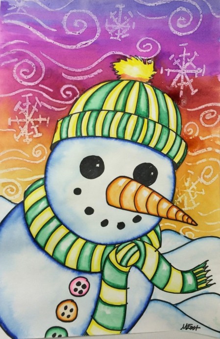Рисуем портрет снеговика