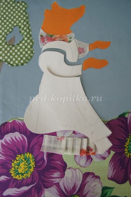 Лиса и колобок в технике текстильной аппликации: часть 2