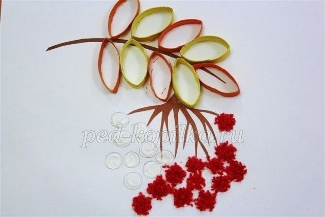 Объёмная аппликация "Ветка рябины"