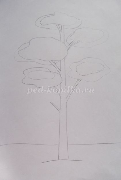 Рисование сосны в технике акварель