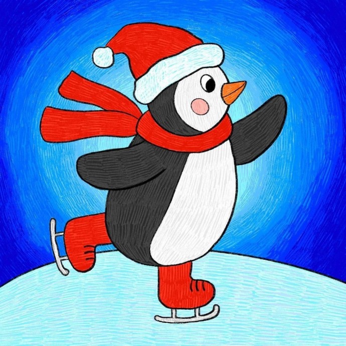 Рисуем пингвина на коньках