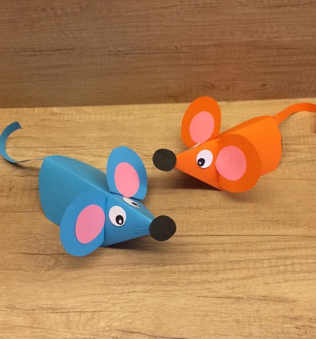 ​Ушастые мышки из цветной бумаги