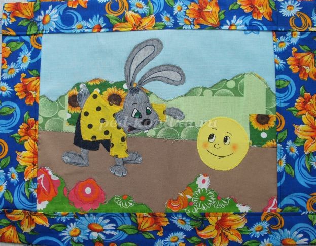 Аппликация из ткани по сказке "Колобок": часть 2