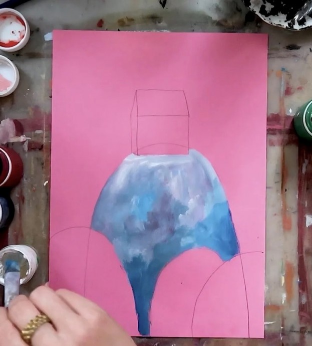 Рисуем пейзаж на розовом фоне Рисуем пейзаж на розовом фоне