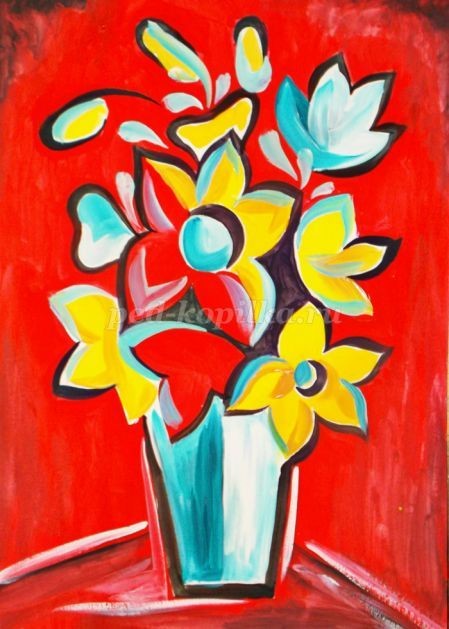 Декоративный натюрморт гуашью для детей Декоративный натюрморт гуашью для детей