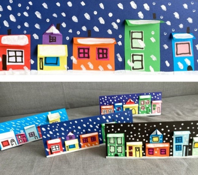 Заснеженный вечерний город Заснеженный вечерний город