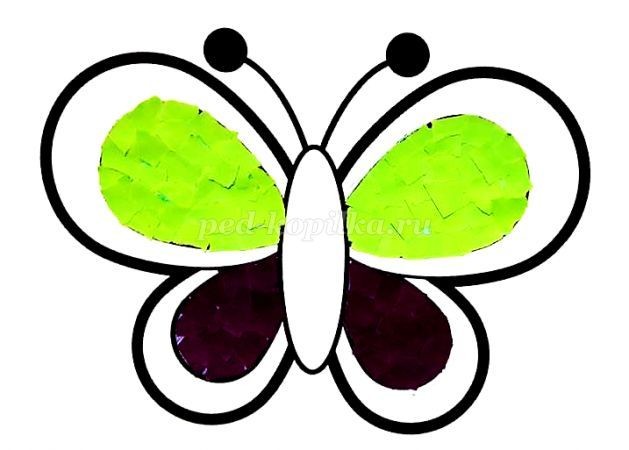 Обрывная аппликация из бумаги "Бабочка"