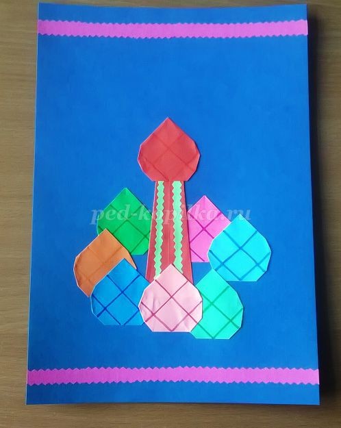 Пасхальная открытка в технике оригами: часть 3