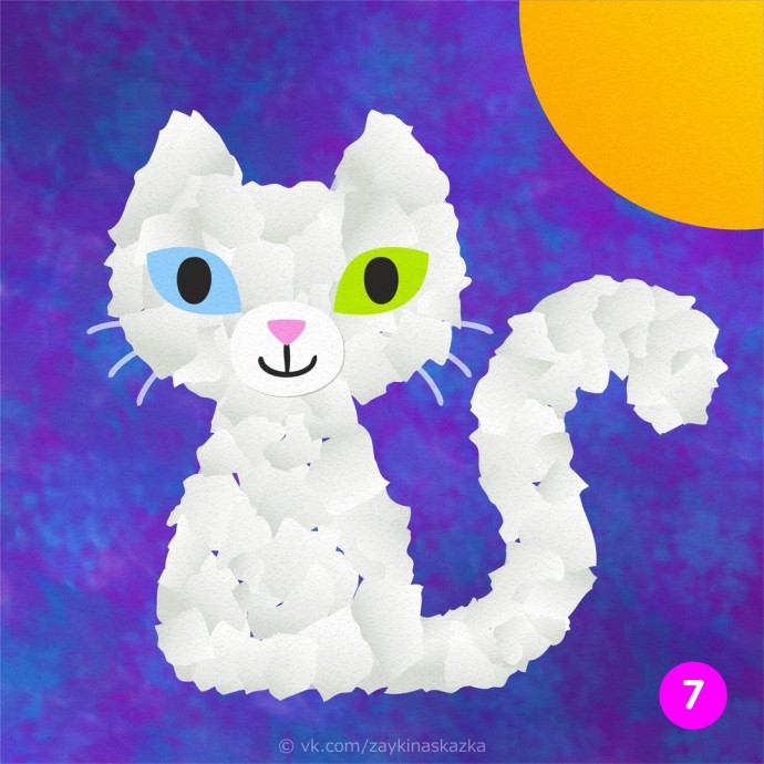 Кошка из кусочков бумаги