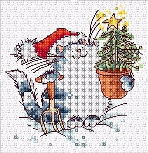 ​Вышиваем зимнюю птичку