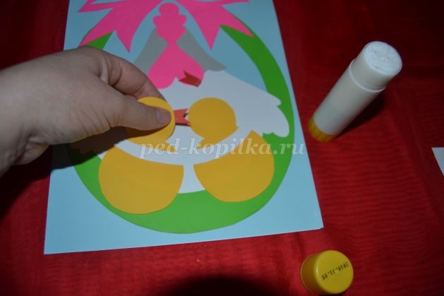 ​Открытка с курочкой и цыплятами: часть 3