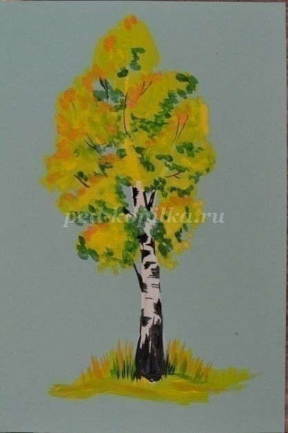 Березка гуашью