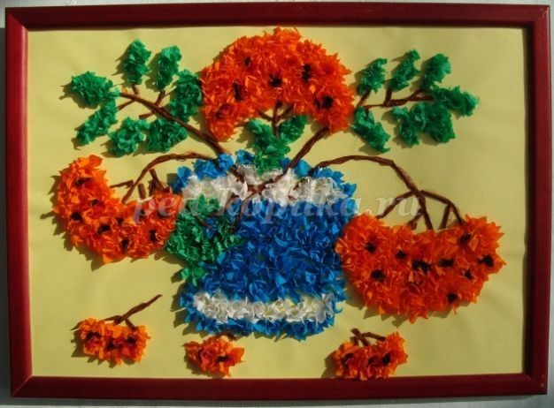 Рябиновый букет в технике торцевания Рябиновый букет в технике торцевания