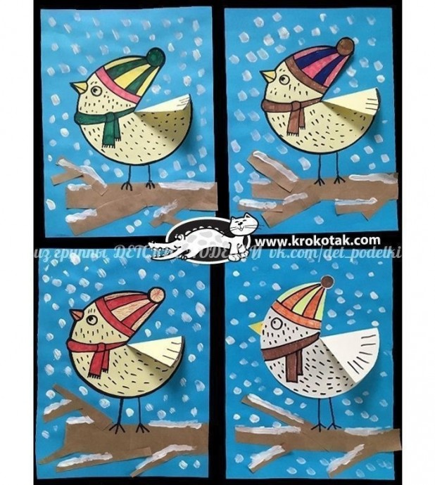 Аппликация "Зимняя птичка" Аппликация "Зимняя птичка"