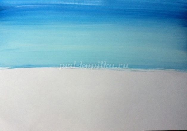 ​Осенний пейзаж у водоёма гуашью