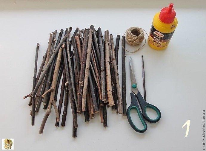 Панно из веточек детскими руками