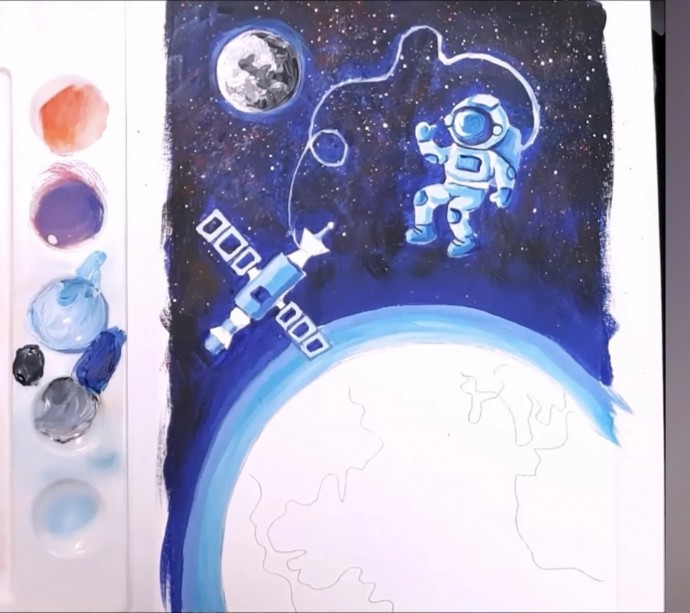 Рисуем космонавта в космосе