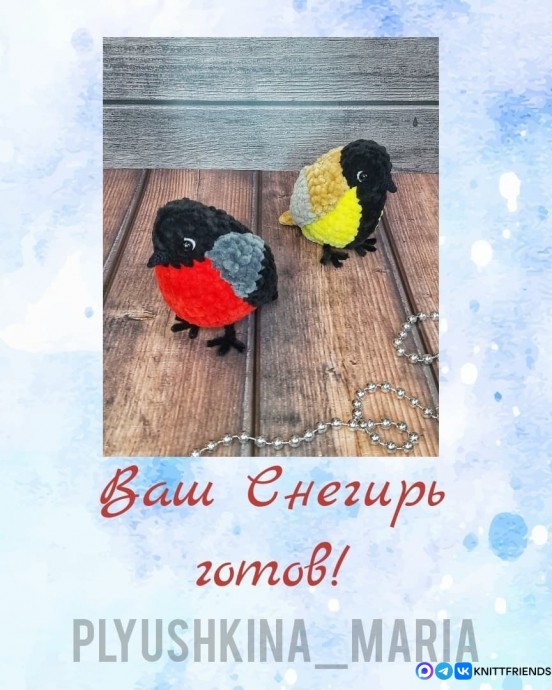Снегирь из пряжи