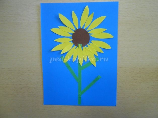 Аппликация из цветной бумаги "Подсолнухи": часть 2 Аппликация из цветной бумаги "Подсолнухи": часть 2