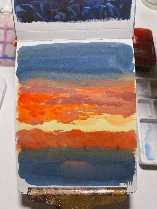 Рисуем ночную дорогу на закате